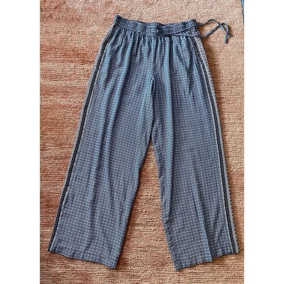 Crown Ivy Pants M PocketsPull On Colorful Paisley Lined Wide Leg Palazzo Boho - Picture 1 of 10